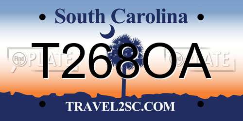 T268OA South Carolina License Plate