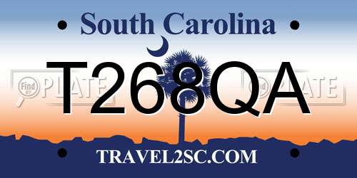 T268QA South Carolina License Plate