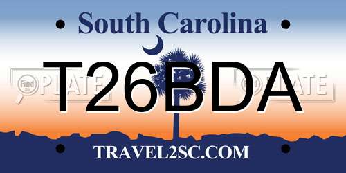 T26BDA South Carolina License Plate