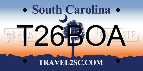 T26BOA South Carolina License Plate