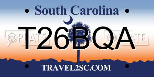 T26BQA South Carolina License Plate