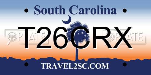 T26CRX South Carolina License Plate