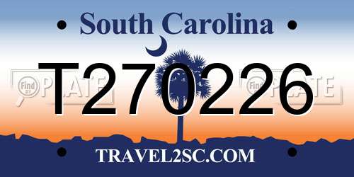 T270226 South Carolina License Plate