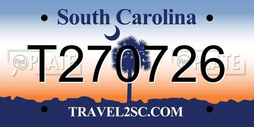 T270726 South Carolina License Plate
