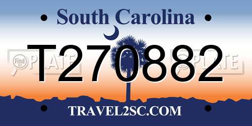 T270882 South Carolina License Plate