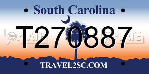 T270887 South Carolina License Plate