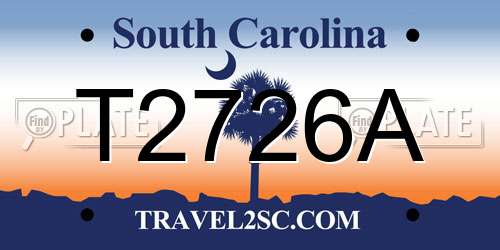 T2726A South Carolina License Plate