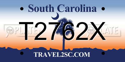 T2762X South Carolina License Plate