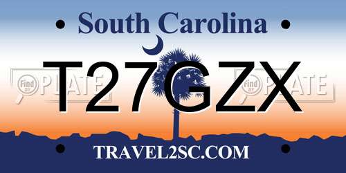 T27GZX South Carolina License Plate