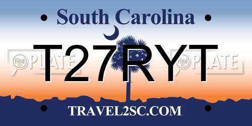T27RYT South Carolina License Plate