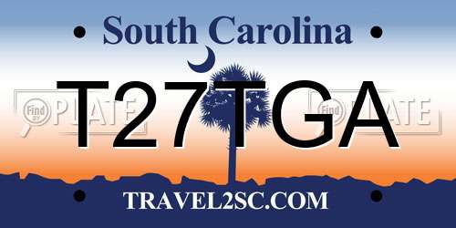 T27TGA South Carolina License Plate