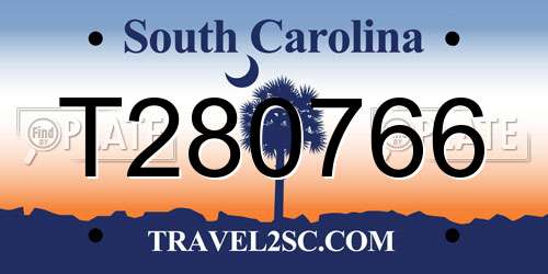 T280766 South Carolina License Plate