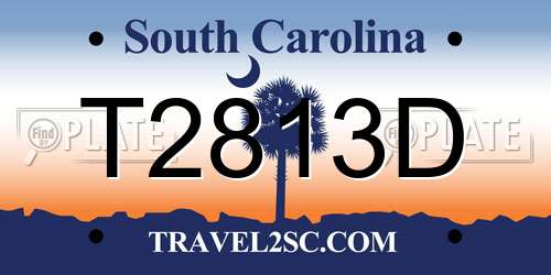 T2813D South Carolina License Plate
