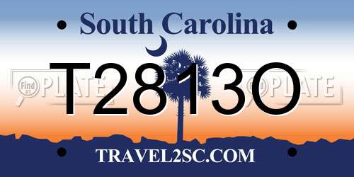 T2813O South Carolina License Plate