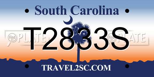 T2833S South Carolina License Plate