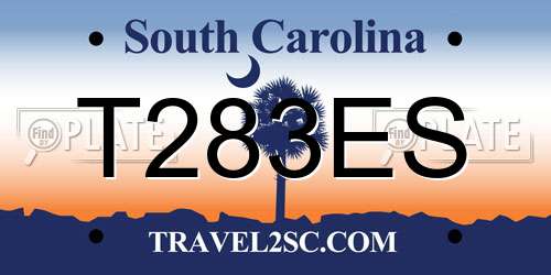 T283ES South Carolina License Plate