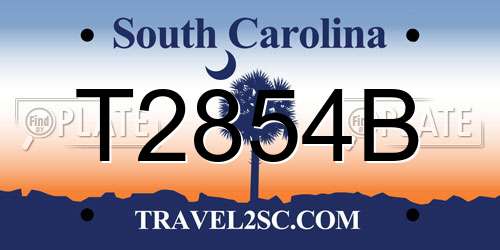T2854B South Carolina License Plate