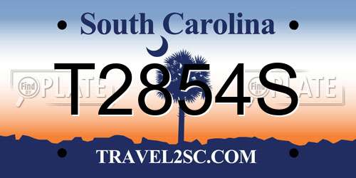 T2854S South Carolina License Plate