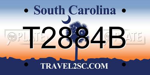 T2884B South Carolina License Plate