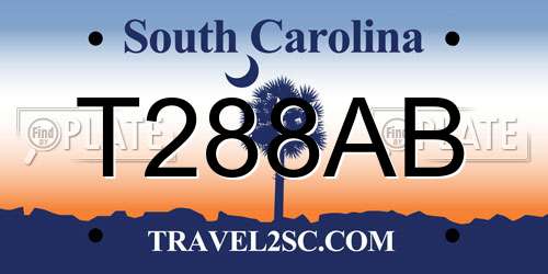 T288AB South Carolina License Plate