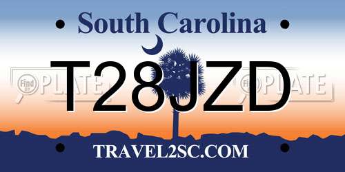 T28JZD South Carolina License Plate