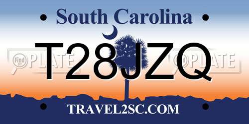 T28JZQ South Carolina License Plate