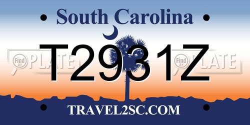 T2931Z South Carolina License Plate
