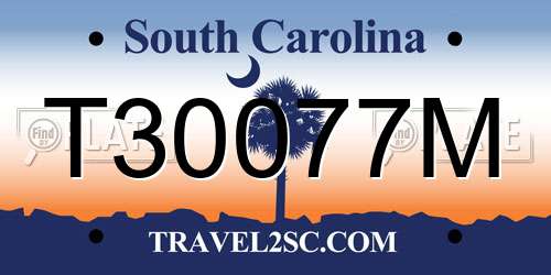 T30077M South Carolina License Plate