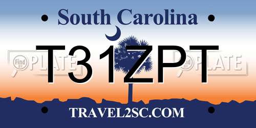 T31ZPT South Carolina License Plate