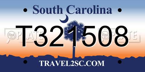 T321508 South Carolina License Plate