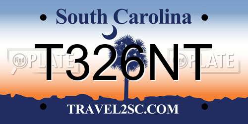 T326NT South Carolina License Plate