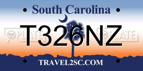 T326NZ South Carolina License Plate