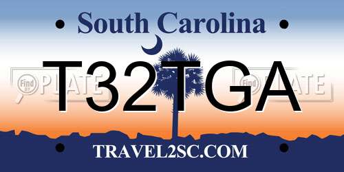T32TGA South Carolina License Plate