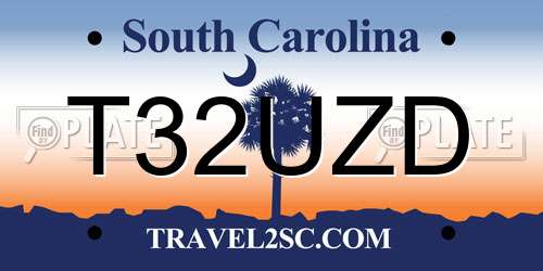 T32UZD South Carolina License Plate