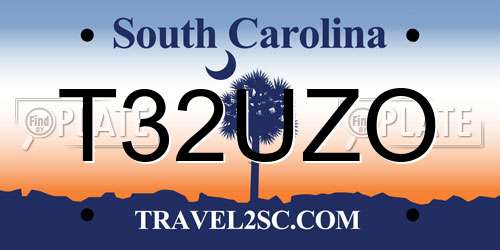 T32UZO South Carolina License Plate