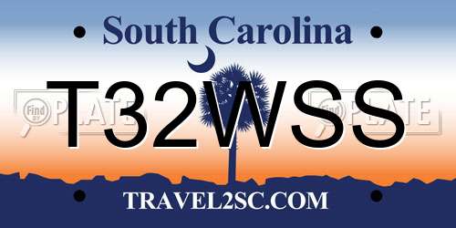 T32WSS South Carolina License Plate