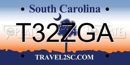 T32ZGA South Carolina License Plate