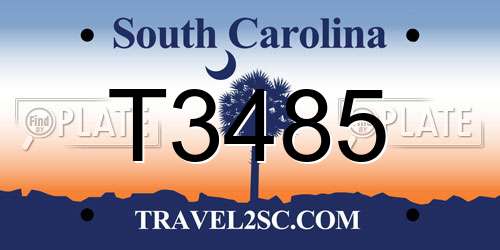 T3485 South Carolina License Plate