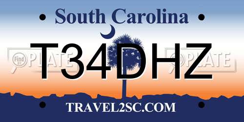 T34DHZ South Carolina License Plate