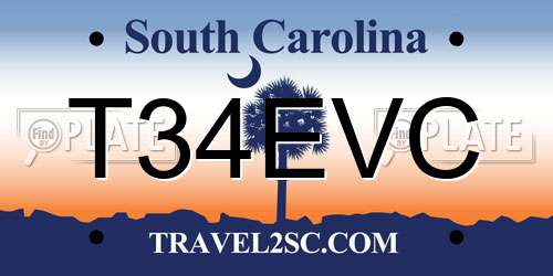 T34EVC South Carolina License Plate