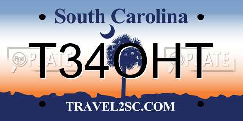 T34OHT South Carolina License Plate