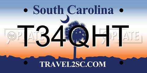 T34QHT South Carolina License Plate