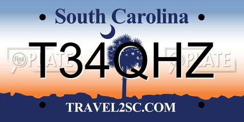 T34QHZ South Carolina License Plate