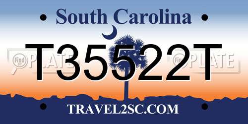 T35522T South Carolina License Plate