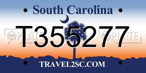 T355277 South Carolina License Plate