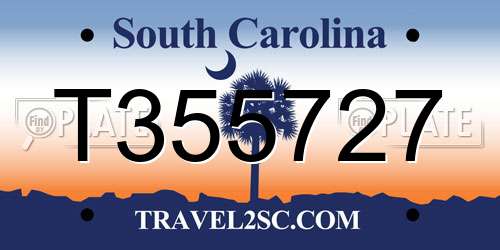 T355727 South Carolina License Plate