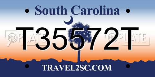T35572T South Carolina License Plate