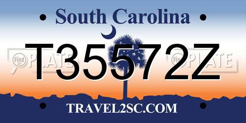 T35572Z South Carolina License Plate