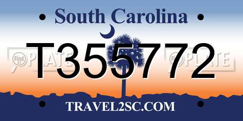 T355772 South Carolina License Plate
