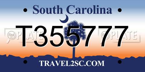 T355777 South Carolina License Plate
